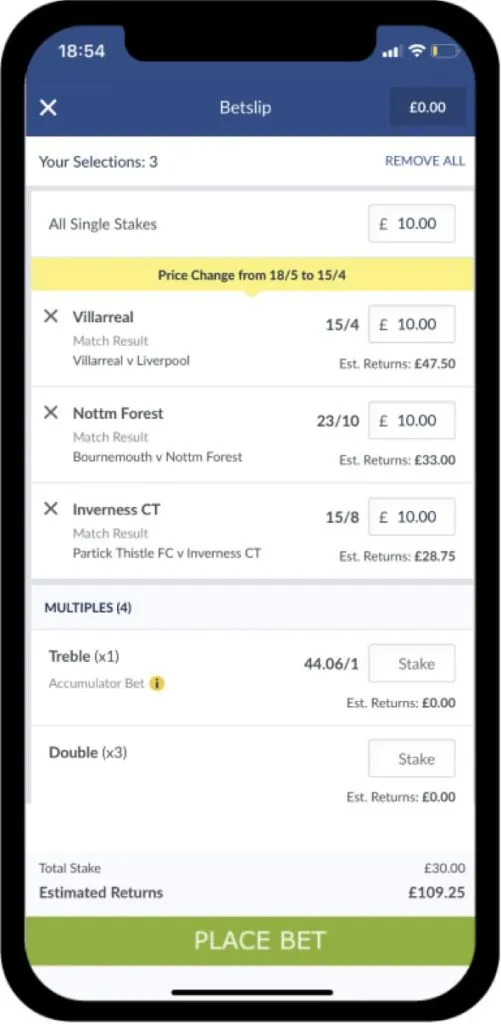 Choose your markets then head over to your bet slip to place your bets