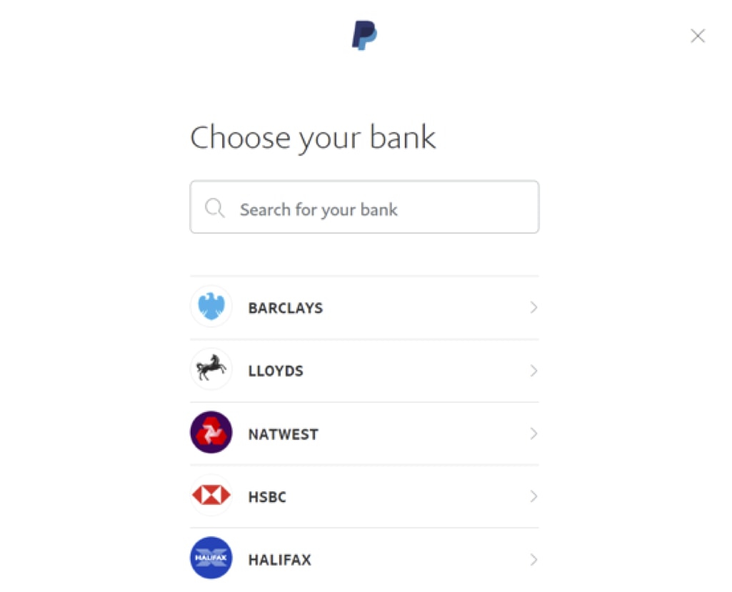 PayPal choosing a bank