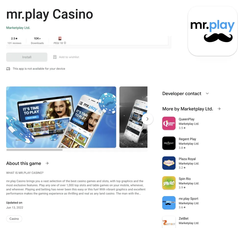 Mr Play's new casino app