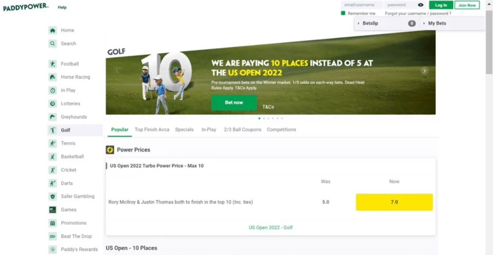 Paddy Power's tennis free bet offer