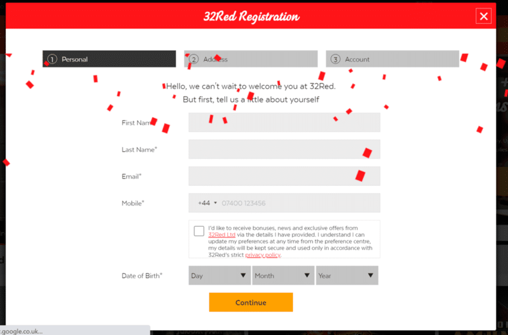 32Red's Signup Process