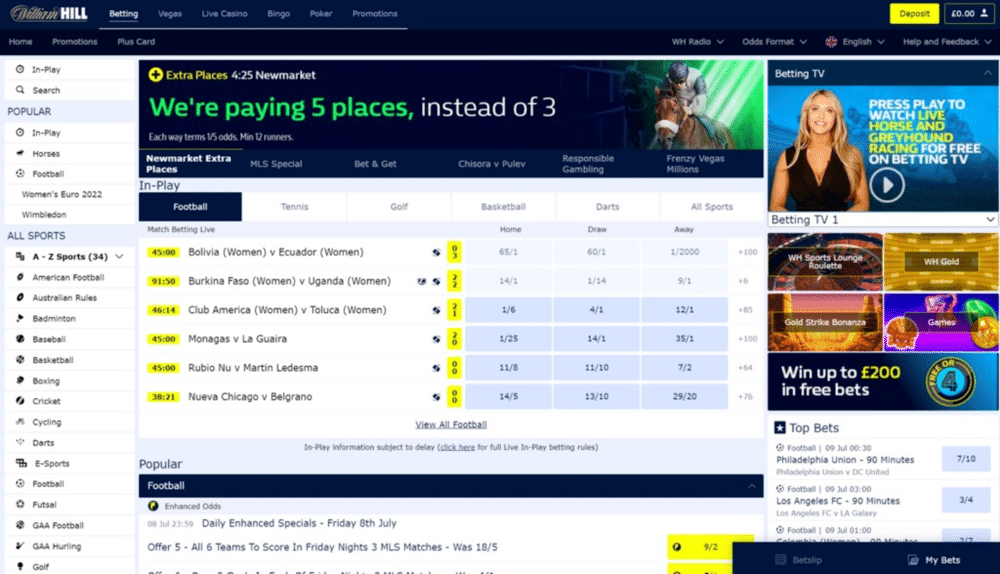 William Hill main page